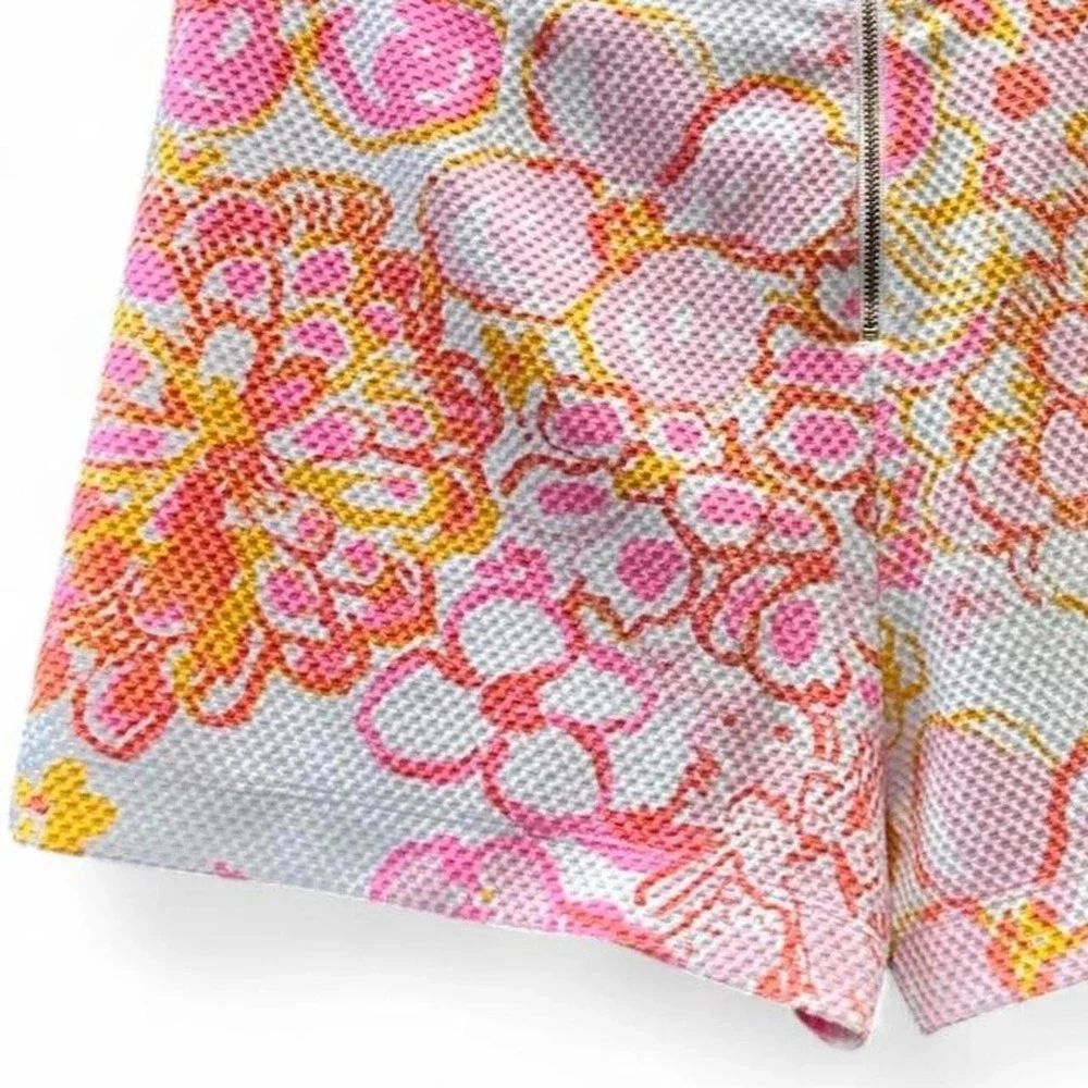 Lilly Pulitzer Vibrant Textured Pink, Orange, and White Floral Shorts